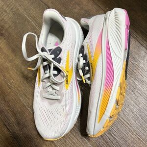 Brooks White and Yellow Athletic Shoes